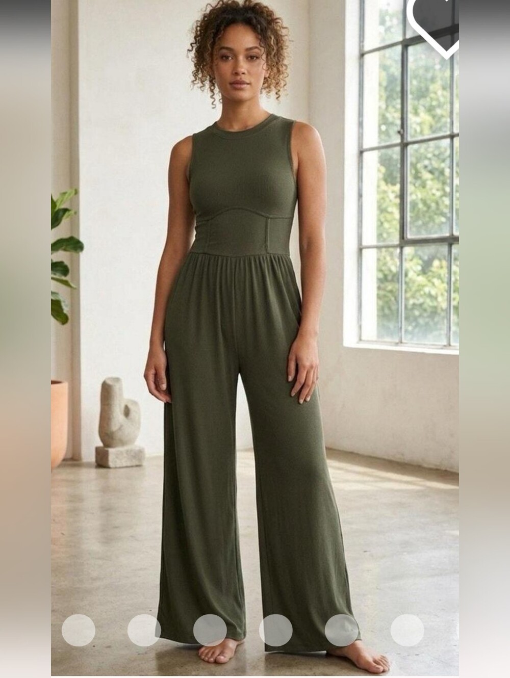 Cider Women's Olive Green Sleeveless Jumpsuit
